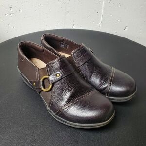 Clark Collection Women's Brown Leather Slip-On Shoes Size 7.5